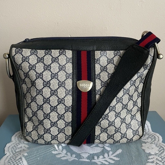 Gucci Handbags - Vintage Gucci Ophidia Navy Leather Hand / Shoulder Bag GG Horsebit